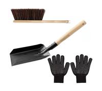 Qezodsx Hearth Brush Set Kit Silicone Gloves,Fireplace Shovel Hand Shovel And Brush Wooden Handles Coal Fireplace Tool Set For Home