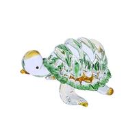 QF Glass Turtle Handmade Blown Glass Figurine Christmas, Birthday Gift Decorative Ornaments for Home Table Decor Green Paper Weight