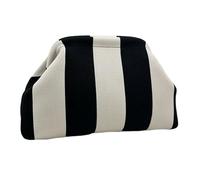 Qfdiwr Crochet Handbag - Round Summer Clutch - Lightweight and Elegant Versatile Accessory for Evening Wedding Travel Holiday, Black and White Stripes, Se référer à la description
