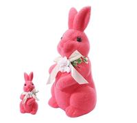 Qfdiwr Flocked bunny, figurine with a natural and realistic appearance flocking, Easter bunny locked, for family and friends, Easter decoration for shelf, cabinet, entryway and
