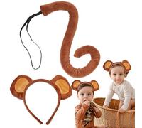 Qfdiwr Monkey Ears and Tail, Set of Headbands - Party Accessories, Animal Cosplay Costume, Boy Girl Costume for Birthday