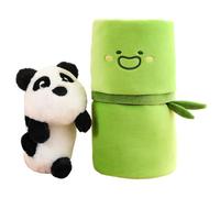 Qfdiwr Panda Inside Bamboo Plush, Panda Plush Toy with Bamboo Lid - Cute Cartoon Anime Super Soft Plush Toy - Panda Plush Glow Emming, Sleep Companion