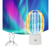 QFFYFZAL 3D Rotating Aurora Night Light Northern Lights Aurora Projector Light Seven Color Gradual Rotatings Table Lamp Romantic Starry Atmosphere Lamp for Home Room Decor
