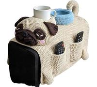 QFFYFZAL Crochet Cat Sofa Arm Organizer Cute Puppy Sofa Armrest Organizer Cute Cozy No-Slip Mug Holder Handmade Cat Shaped Armchair for Remote Phone Treats Cup