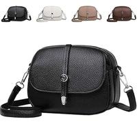 QFFYFZAL Crossbody Leather Bag,Vintage Large Capacity Messenger Bag,2025 New Leather Small Purse with Adjustable Strap