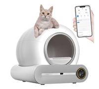 QFGain Automatic Cat Litter Box Self Cleaning, 65+15L Extra Large No Scooping Self-Clean Cat Litter Box Robot,with Sensors Protection/APP Control