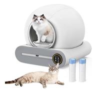QFGain Automatic Cat Litter Box Self Cleaning, 65+15L Extra Large No Scooping Self-Clean Cat Litter Box Robot,with Sensors Protection/APP Control