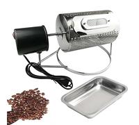 QFGain Electric Coffee Bean Roaster Machine with Transparent Viewing Window, 100-250g Stainless Steel Drum, w/Tray & Bracket for Home Use, 30RPM for Uniform Roasting