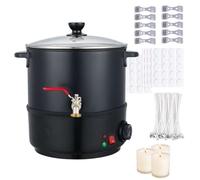 QFGain Large Scented Candle Wax Melter with Sealing Glass Lid & Easy-Pour Spout, 1100W Rapid Heat, 6-20L Capacity, Precise Temperature Control for Stronger, Long-Lasting Fragrance Candles 20L