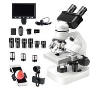 QFGain Pro Digital Binocular Microscope with 7" IPS Full HD Display, 40X-2000X Zoom, 1080P Camera & USB Output & Dual LED Illumination for Classroom Home Lab Observation 5000X