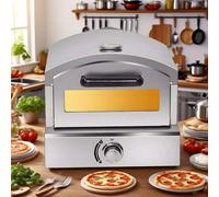 QFGain Professional Gas Pizza Stove - External Thermometer & Dual Burner System, Large Cooking Space, Portable Outdoor Design, for Bake Barbecue, Party, Restaurants & Catering