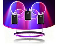 QFGain Professional Motorized Stage Beam Light, RGBW LED Circle DJ Lifting Light with 3 Winches & DM×512/Auto/Voice Control/Master-Slave, Color Changing, LCD Display, 8kg Capacity 1meters