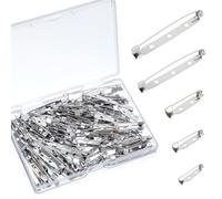 QFGasre 100 Pcs Brooch Pin Backs, 5 Sizes Safety Bar Pins for Crafts Silver Metal Locking Pins Secure Back Clasp Pin for Making Boutonniere Badge Name Tag Corsage Citation Bars DIY Locking Jewelry