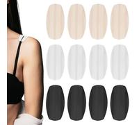 QFGasre 12 Pcs Bra Strap Cushion Non-Slip Bra Strap Pads Bra Strap Holders 3 Colour Silicone Shoulder Protectors Pads Fabric Relieve Discomfort Shoulder Pads for Women
