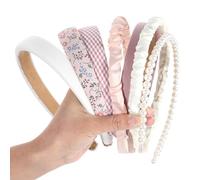 QFGasre 7 Pcs Headbands for Women Non-Slip Hair Bands Hoop Cute Floral Padded Headbands Hairs Wrap Trendy Pearl Heads Band Vintage Wide Hair Accessories for Student Friends Wife