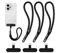 QFGasre Hand Phone Wrist Strap Lanyard, 3 Pcs Adjustable Cell Phone Lanyard Strap with 3 Tether Tabs Universal Anti Theft Cellphone Straps for All Smartphones Cellphone Case Keys Women Men, Black