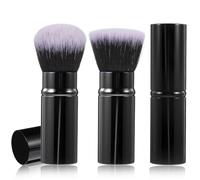 QFGasre Makeup Brush 2 Pack Retractable Travel Kabuki Face Brushes Portable Foundation Powders Blush Brushes for Blending Liquid Bronzer Buffing Sunscreen Cosmetics with Cover