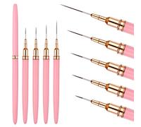 QFGasre Nail Art Liner Brushes, 10Pcs Nail Painting Design Brush Set For Long Lines, Thin Details, Fine Drawing Dotting Tool Thin Nail-Art-Brush Metallic Liner Brush For Gel Nails Sizes 5/9/13/20/25mm