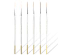 QFGasre Rigger Liner Brushes, 6 Pcs Script Liner Paintbrush Extra Long Fine Tip Brush for Painting Highly Flexible Detail Miniature Pinstriping Set for Acrylic, Watercolor, Oil Gouache Drawing