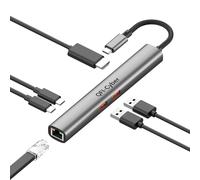 QFI-Cyber 6-in-1 USB C Hub, USB C Ethernet Multiport Adapter, USB C to HDMI Dock with 4K@60HZ HDMI, 2*USB 3.1 Gen 2, 10Gbps Data, RJ45, 100W PD for MacBook Pro/Air, Chromebook, Dell XPS, HP and More