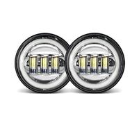 QFJFBGGH Motorcycle Headlights 2PCS 4.5 Inch Motorcycle Led Fog Light DRL 30W Waterproof 4 1/2 Auxiliary Passing Lamp For Motorcycles Fog Lamp LED Headlamp(Sliver With Halo)
