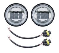 QFJFBGGH Motorcycle Headlights 4-1/2" 4.5 Inch 30W LED Fog Lights Projector Auxiliary Moto Headlight Motorcycle Passing Fog Light Lamp LED Headlamp(Chrome DRL)