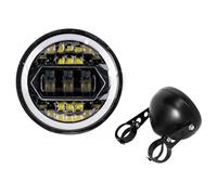 QFJFBGGH Motorcycle Headlights 5 .75 Inch Led Headlight With Brackets For Sportster 1200 XL1200L For Custom XL1200C 883 XL883 883L XL883R 48 LED Headlamp(Light and housing A)