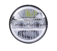 QFJFBGGH Motorcycle Headlights 5.75" Inch Round LED Headlight With Halo Ring White DRL Black/Chrome For Shadow For VT 600 700 750 1100 For VTX 1300 1800 LED Headlamp(CHROME)