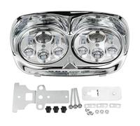 QFJFBGGH Motorcycle Headlights Motorcycle 5.75" Dual LED Projector Headlight Lamp For Road For Glide For FLTR 1998-2013 LED Headlamp(Chrome)