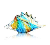 QFkris 10" Blown Glass Conch Shell Figurines Collectible Crystal Glass Art Seashell Sculpture Paperweight for Centerpiece Decoration