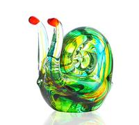 QFkris 4.4inch Blown Glass Snail Figurine Collectibles Handcrafted Glass Animal Paperweight Home Art Statue Decoration Gift
