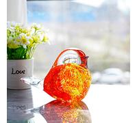 QFkris 7inch Blown Glass Bird Figurine Collectibles Handcrafted Bird Paper Weight Glass Art Animal Sculpture Home Decoration Tabletop Centerpiece