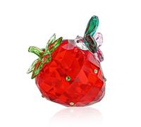 QFkris Crystal Strawberry with Butterfly Figurine, Mini Glass Art Fruit Collectible, Strawberry Paperweight for Home Office Kitchen Decor Tabletop Centerpiece, Gift for Mom, Birthday, Women
