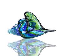 QFkris Glass Conch, Hand Blown Seashell Art Glass Figurine, Beautiful Home Decor, Crystal Glass Paperweight