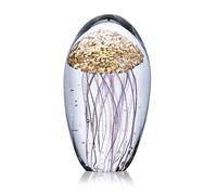 QFkris Glass Jellyfish Hand Blown Crystal Art Figurine Home Decor Glass Paperweight Desk Ornament