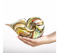 QFkris Glass Nautilus Conch Figurines, Hand Blown Seashell Art, Multicolor Glass Sculpture Beautiful Home Decor, Crystal Paperweight