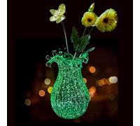 QFkris Hand Blown Glass Luminous Vase for Flowers 8" Teal Crystal Bubble Vases for Bouquet Home Decor Decorative Centerpieces Unique Gift for Birthday Housewarming Mothers Day