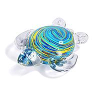 QFkris Hand Blown Glass Sea Turtle Figurine, Crystal Ocean Creatures Statue, Glass Turtle Sculpture for Home Decor, Birthday Present, Women Gift