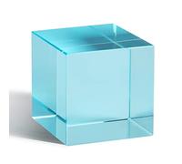 QFkris K9 Crystal Optical Glass Prism Cube Paperweight Ornament Art Glass Figurine Table Home Collectible Decor Photography Accessory (1.5inch,Cyan)