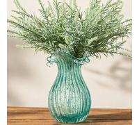 QFkris Luminous Blown Glass Vase for Flowers Decorative Centerpieces | 8 Inch, Teal Crystal Bubble Vases for Bouquet, Home Decor, Unique Gift for Birthday Housewarming Mothers Day, Hand Blown