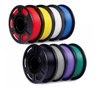 QFOUR 3D Printing Filament, 250g * 8 Spools, 8 Colors Pla 1.75mm 3D Printer Filament Bundle, FDM Compatible, Black+White+Red+Blue+Gray+Yellow+Green+Purple