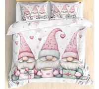 Qfpryzius Cartoon Gnome Single Duvet Cover Set, Cute Gonks Bedding Quilt Cover, Winter Snowflake Duvet Cover with 1 Pillowcases, Soft Reversible Bed Covers 2 Pcs with Zipper Closure