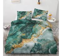 Qfpryzius Green Gold Marble Duvet Cover Set Super King, Modern Texture Bedding Quilt Cover, Luxury Abstract Duvet Cover with 2 Pillowcases, Soft Reversible Bed Covers 3 Pcs with Zipper Closure