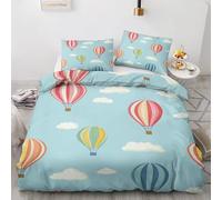 Qfpryzius Hot Air Balloon Duvet Cover Set Toddler's, Colorful Balloon Bedding Quilt Cover Set, Cartoon Duvet Cover with 1 Pillowcases, Microfibre Reversible Bed Covers 2 Pcs with Zipper Closure