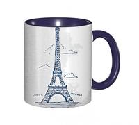 QFSDGY 11oz Ceramic Coffee Mug,Special Christmas Sister Gifts,Funny Xmas Tea Coffee Cup,Tea Mug,Eiffel Tower Paris Monochrome and French Kiss Romance Art Prints, Multi,Valentines,Anniversaries