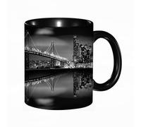 QFSDGY 11oz Ceramic Coffee Mug,Special Christmas Sister Gifts,Funny Xmas Tea Coffee Cup,Tea Mug,Manhattan Skyline Black and White New York City,Valentines,Anniversaries