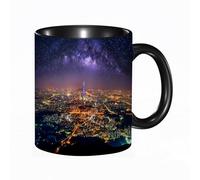 QFSDGY 11oz Ceramic Coffee Mug,Special Christmas Sister Gifts,Funny Xmas Tea Coffee Cup,Tea Mug,The Eiffel Tower, a Shining Landmark in the Paris Night Sky,Valentines,Anniversaries