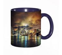 QFSDGY 11oz Ceramic Coffee Mug,Special Christmas Sister Gifts,Funny Xmas Tea Coffee Cup,Tea Mug,View of Miami at Sunset Special Photographic Processing USA,Valentines,Anniversaries
