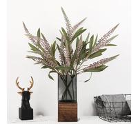 QFSH 3Pcs Artificial Banksia Flower Spray with Green Leaves Realistic Silk Floral Arrangement for Wedding Bouquets Home Decor (Red)