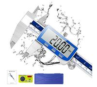 Qfun Digital Caliper, 0-6inch Caliper Measuring Tool Extreme Accuracy IP54 Waterproof Electronic Vernier Caliper Stainless Steel Digital Micrometer with Extra Large LCD Screen